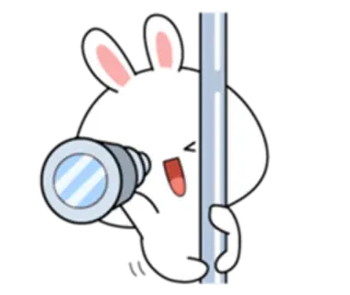 😞 lapin, jumelles, regarder, joyeux, dessin animé, autocollant telegram sticker