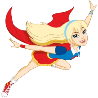 🤗 Supergirl DC Super Hero Girls superhero, girl, supergirl, flying, cartoon, red cape, dc comics, dc super hero girls telegram sticker