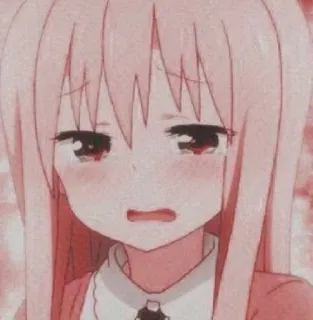 🍑 Anime, Piangere, Triste, Ragazza, Rosa telegram sticker