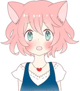 😨 Anime, Kawaii, Ragazza gatto, Carino, Rosa, Cartone animato telegram sticker