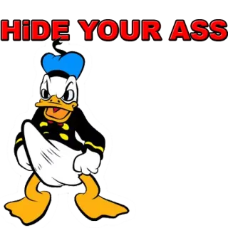 😠 Donald Duck HIDE YOUR ASS Pato Donald, Dibujos animados, Disney, Divertido, Meme, Esconde tu trasero whatsapp sticker