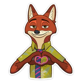 ❤️ Nick Wilde Zootopia 漫画, キツネ, ハート, 可愛い, アニメ telegram sticker