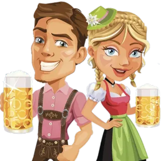 💑 birra, Oktoberfest, bavarese, Germania, coppia telegram sticker