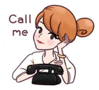 📞 Call me chamada, mulher, telefone, desenho animado, comunicação, fofo telegram sticker