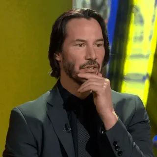 🤔 Keanu Reeves นักแสดง, คนดัง, ผู้ชาย, คิด, ภาพเหมือน whatsapp sticker