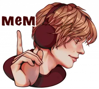 😊 Мем jari tengah, headphone, meme, pirang, rambut pirang, orang, stiker telegram sticker