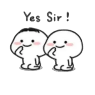 🪐 Yes Sir! carino, obbedienza, accordo, sì, signore, cartone animato telegram sticker