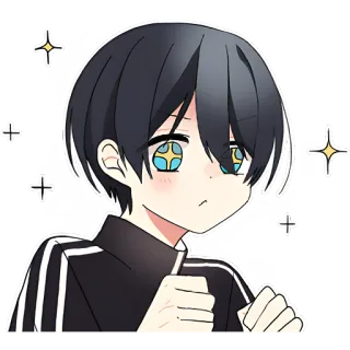 🤩 Anime, Ragazzo, Scintillio, Carino, Personaggio, Adesivo telegram sticker