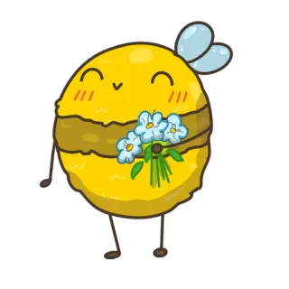 💐 bij, cartoon, schattig, bloem, kawaii, dier, insect, blij telegram sticker