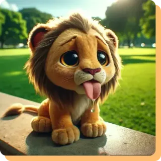 🎁 lew, zwierzę, słodki, kreskówka, kawaii whatsapp sticker