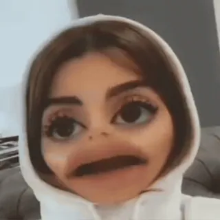 😏 filtered, distorted face, funny, hoodie, reaction telegram sticker