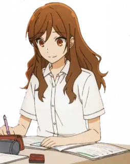 🤓 Anime, Garota, Estudando, Escola, Uniforme telegram sticker