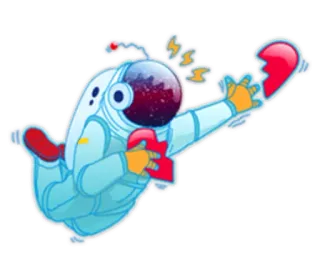 💔 astronaut, heart, broken heart, space, love, sticker, floating telegram sticker