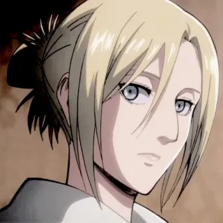 🧺 Annie Leonhart Attack on Titan Anime, Personagem, Garota, Cabelo loiro, Inexpressiva, Séria, Attack on Titan, Annie Leonhart telegram sticker