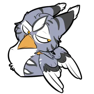 😐 pássaro, zangado, fofo, animal, desenho animado, coruja telegram sticker