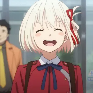 🎗 Chisato Nishikigi Lycoris Recoil アニメ, 錦木千束, リコリス・リコイル, かわいい, 女の子 telegram sticker