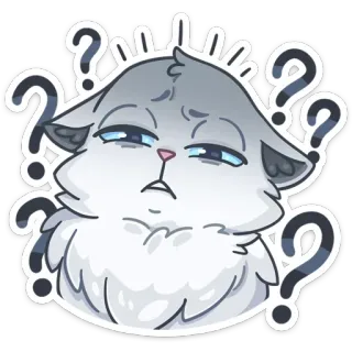 ❓ cat, question, confused, thinking, grey, animal, sticker telegram sticker