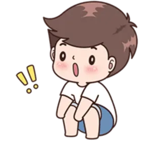 😯 Dessin animé, Surpris, Choqué, Garçon, Mignon telegram sticker