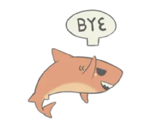 👋 BYE tubarão, desenho animado, animal, mar, oceano telegram sticker
