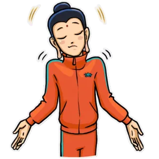 🙁 Boeddha, Schouders ophalen, Oranje, Spiritueel, Vredig telegram sticker