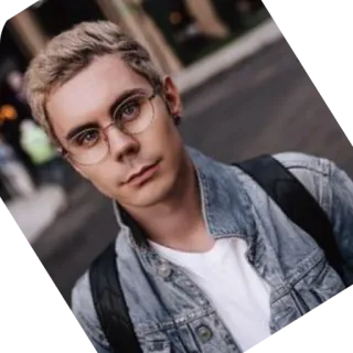 👖 persoon, man, bril, portret, spijkerjas, blond haar telegram sticker