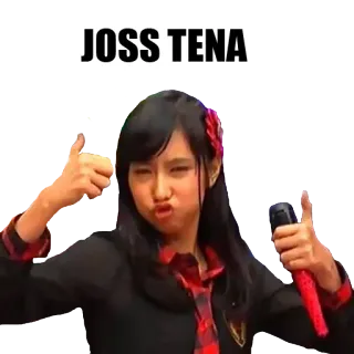 👍 JOSS TENA jempol ke atas, asia, wanita, idola, penyanyi, mikrofon whatsapp sticker