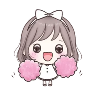 😊 Líder de torcida, Pompons, Fofo, Garota, Kawaii, Anime, Adesivo telegram sticker