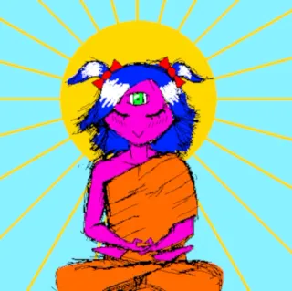 😌 terzo occhio, meditazione, yoga, spirituale, ciclope, stile anime, personaggio, fantasy telegram sticker