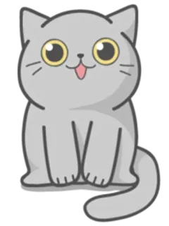 🙁 gato, fofo, cinza, animal, desenho animado, adesivo telegram sticker