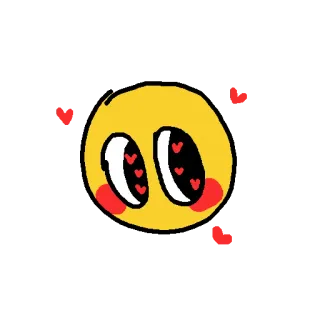 👀 Emoji, Corações, Amor, Rosto, Amarelo telegram sticker