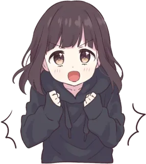 😮 animé, fille, en colère, dessin animé, mignon, illustration telegram sticker