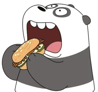 🍔 Panda We Bare Bears bear, sandwich, cartoon, hungry, eating telegram sticker