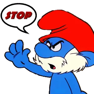 ⛔ Grouchy Smurf STOP puffo, cartone animato, arrabbiato, stop, brontolone telegram sticker