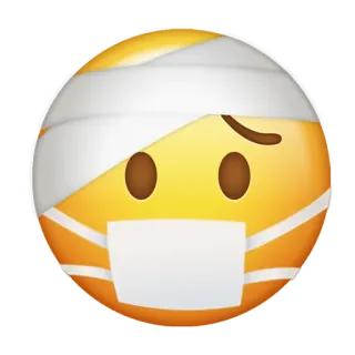 🤕 Emoji, Diperban, Terluka, Sakit, Masker, Wajah diperban, Cedera kepala, Kesehatan, Keamanan whatsapp sticker