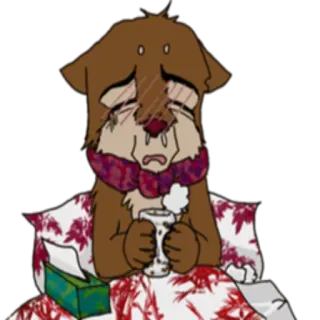 🤧 chory, smutny, przeziębiony, chory, wyczerpany, zmęczony, łóżko telegram sticker