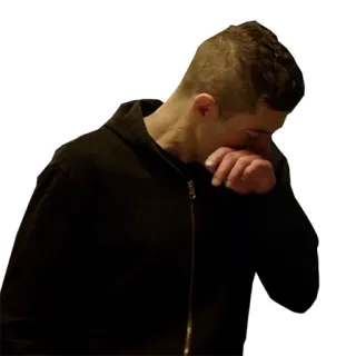 😭 mann, weinen, traurig, schwarzer hoodie, emotion telegram sticker