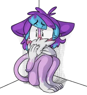 😱 แมว, การ์ตูน, สีม่วง, น่ารัก, ตัวละคร, สติกเกอร์, สัตว์ telegram sticker