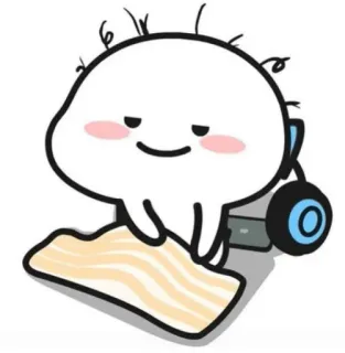 🥱 Desenho animado, Personagem, Fones de ouvido, Dormindo, Fofo telegram sticker