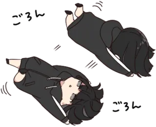 😐 ごろ〜ん cartone animato, personaggio, sdraiato, giapponese telegram sticker