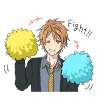 ✊ anime, cartoon, cheerleader, pom poms, character, manga, animation telegram sticker