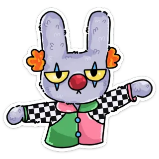 🤡 rabbit, clown, cartoon, sticker, animal, cute, bunny whatsapp sticker