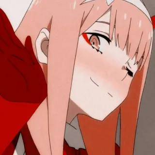 😉 Zero Two Darling in the Franxx Anime, Dziewczyna, Czerwony, Słodkie, Waifu telegram sticker