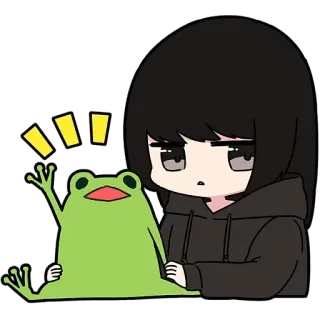 ✋ anime, frog, cute, cartoon telegram sticker
