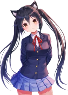 😸 fille anime, uniforme scolaire, oreilles de chat, mignon, kawaii, dessin animé whatsapp sticker