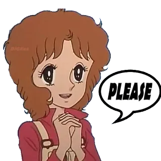 🙏 PLEASE anime, kreskówka, błaganie, prośba, dziewczyna telegram sticker