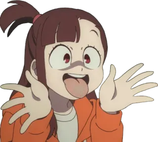 😝 Atsuko Kagari Little Witch Academia อนิเมะ, ตัวละคร, ลิ้น, ตลก, การ์ตูน telegram sticker