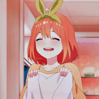 🍑 Anime, fille, cheveux orange, mignon, oreilles de lapin telegram sticker