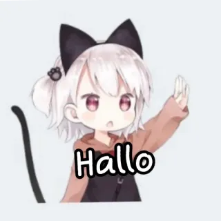 👋 Hallo anime, girl, hello, cat, greeting telegram sticker