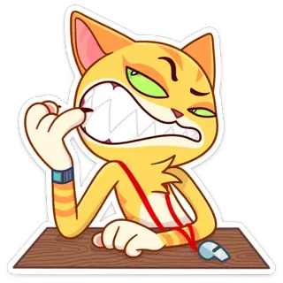 👹 gato, pegatina, dibujo animado, animal, entrenador, actitud, divertido, expresión whatsapp sticker