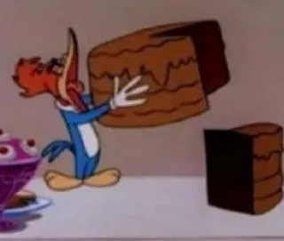 🎂 Woody Woodpecker Cartone animato, Woody Woodpecker, Torta, Dolce, Mangiare, Divertente whatsapp sticker